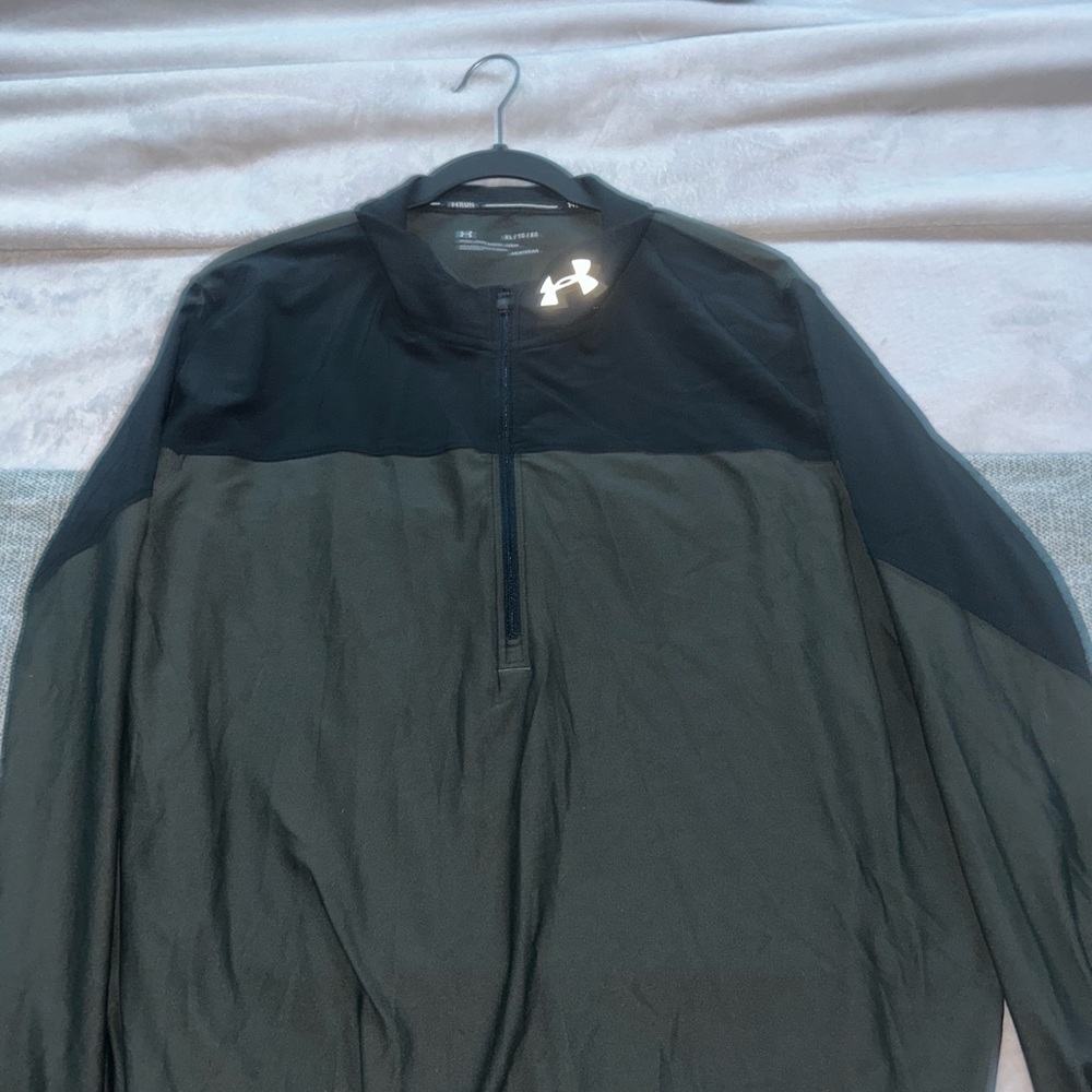 Under Armour Black and Dark Green Half-Zip Pullover